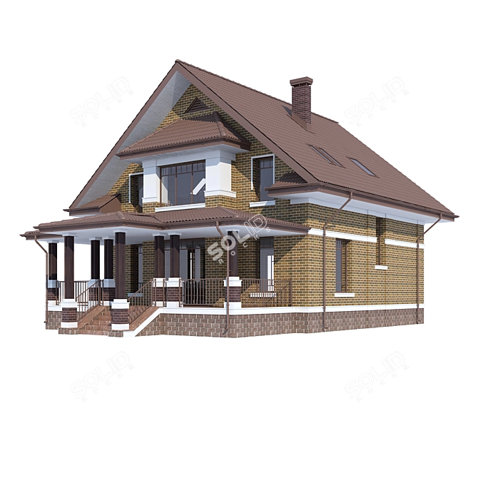 Modern Individual House Design 3D model image 1