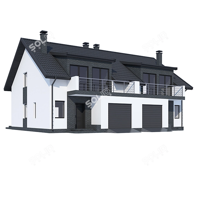 Modern Private House V255 3D model image 1