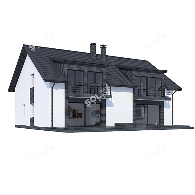 Modern Private House V255 3D model image 2