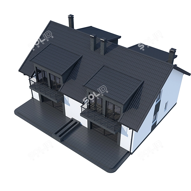 Modern Private House V255 3D model image 3