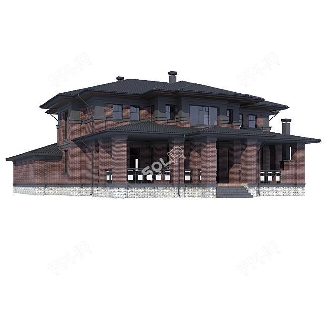 Modern Private House V257 3D model image 2