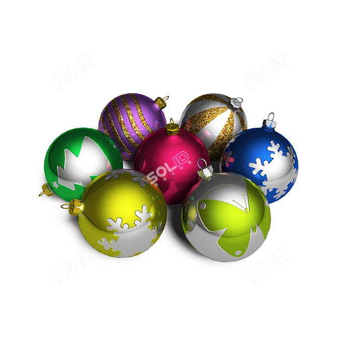 Festive Christmas Decor Balls 3D model image 1