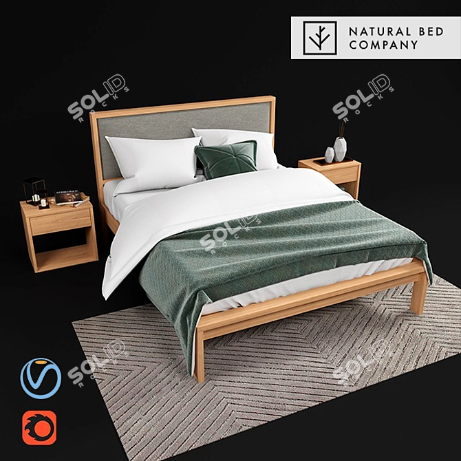 Shetland Padded Headboard Bed 3D model image 1