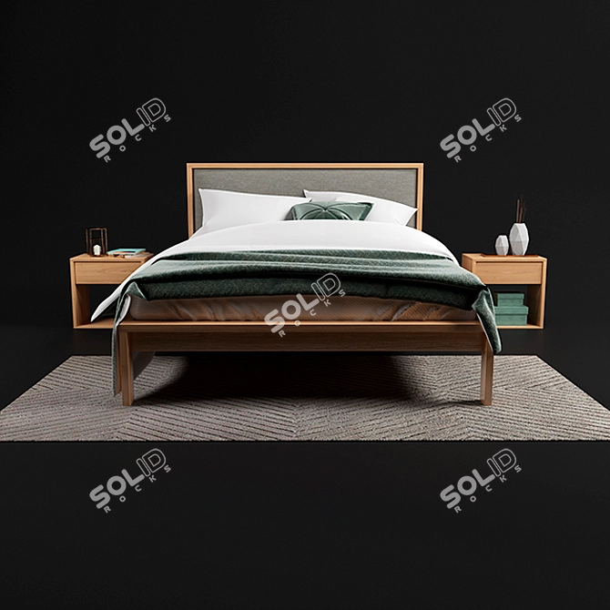 Shetland Padded Headboard Bed 3D model image 2