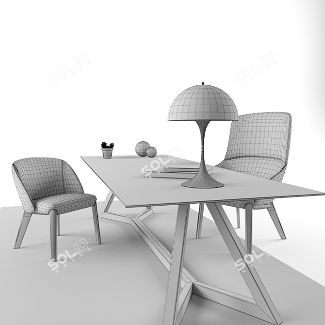 Luxury Verywood Bergère Office Set 3D model image 2