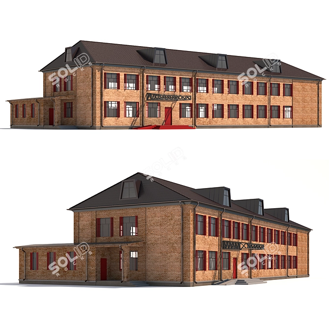 Creative Brick Municipal Building 3D model image 1