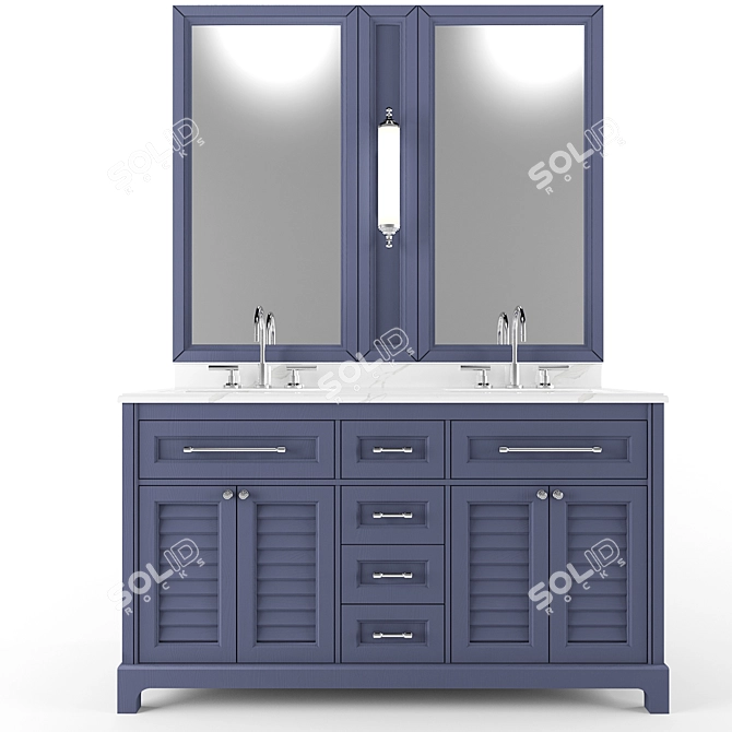 Double Sink Bathroom Furniture 3D model image 1