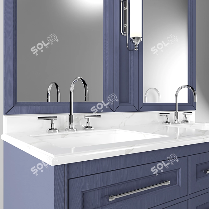 Double Sink Bathroom Furniture 3D model image 2