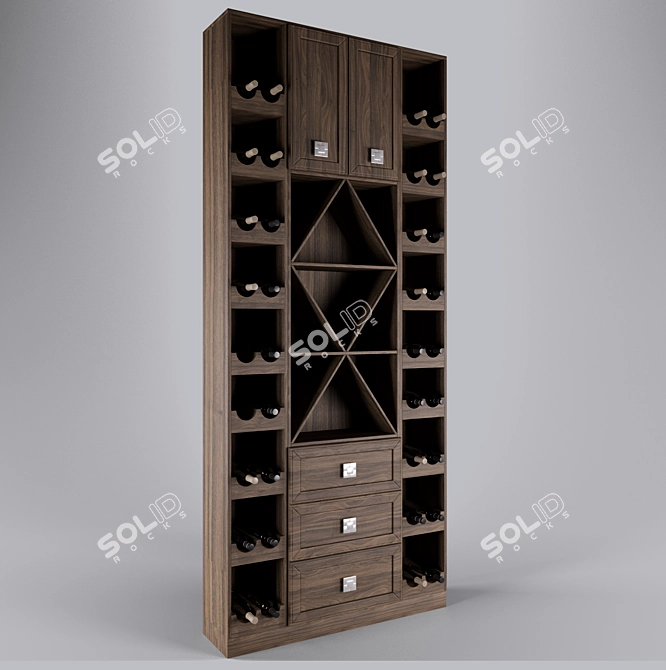 Slimline Wine Cabinet 3D model image 1