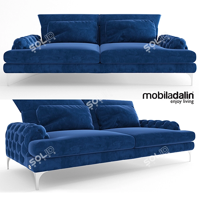 Elegant Galla Chester Sofa 3D model image 1