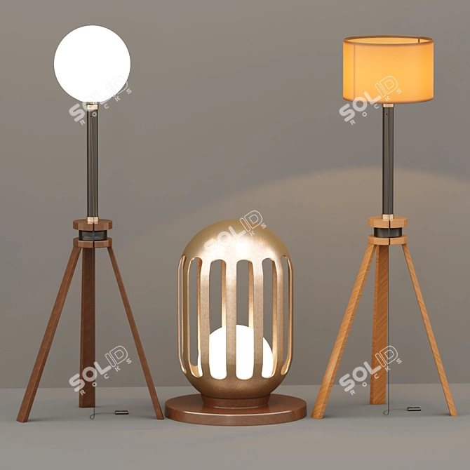 Elegant Floor Lamp 3D model image 1