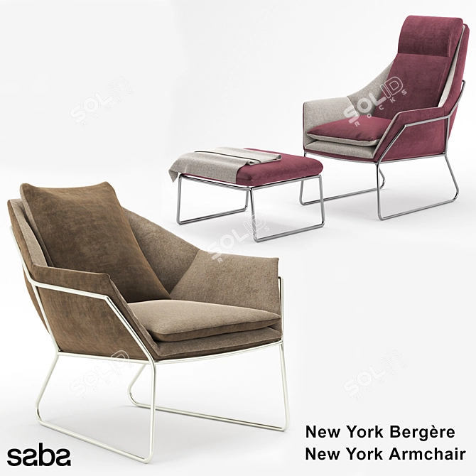 Elegant Armchair: Saba Italia New York 3D model image 1