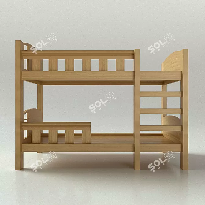 Childhood Dream Pine Bunk Bed 3D model image 1