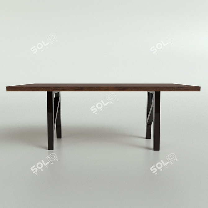 Blend Iron Leg Solid Wood Table 3D model image 1