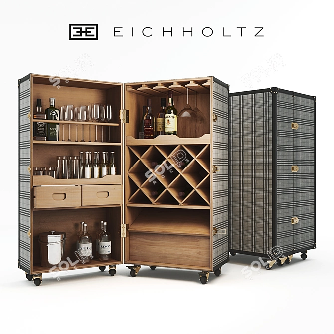 Elegant Wine Cabinet with Martini Bianco 3D model image 1