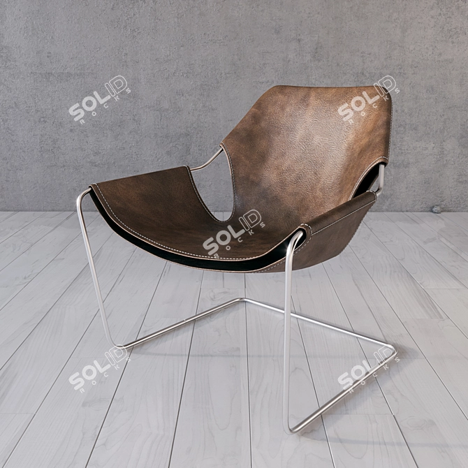 Title: Paulistano Leather Armchair 3D model image 1