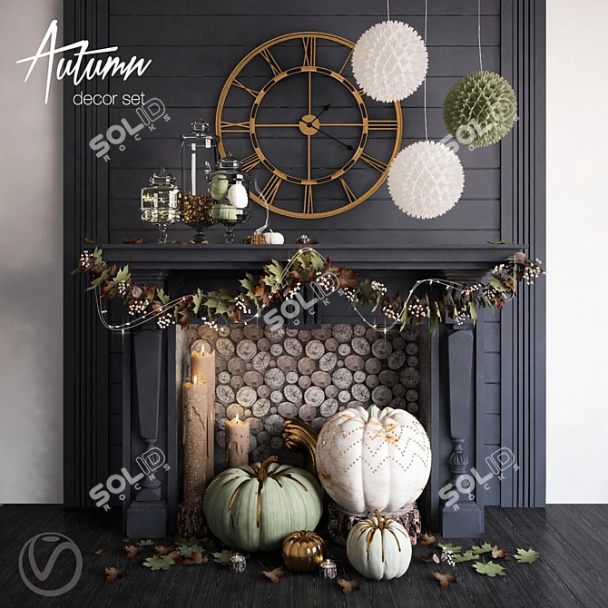 Autumn Harvest Decor Set 3D model image 1