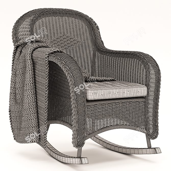 Elegant Wicker Rocking Chair 3D model image 3