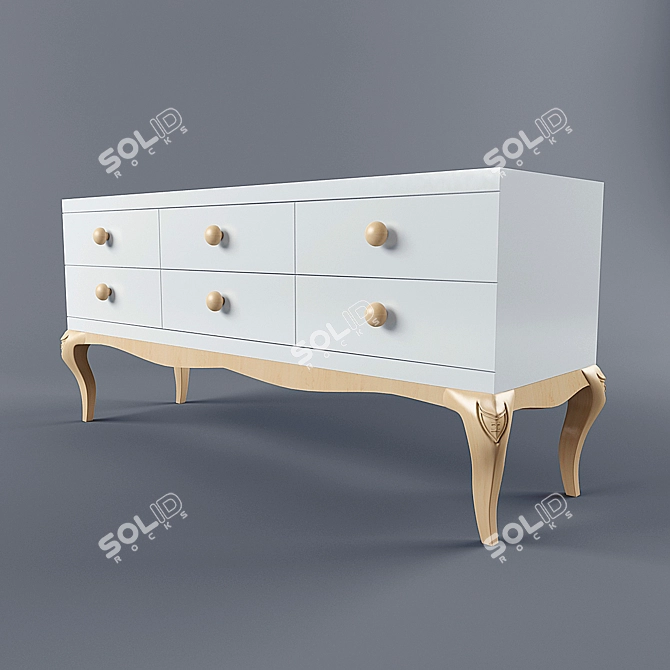 Modern Wooden Chest of Drawers 3D model image 1