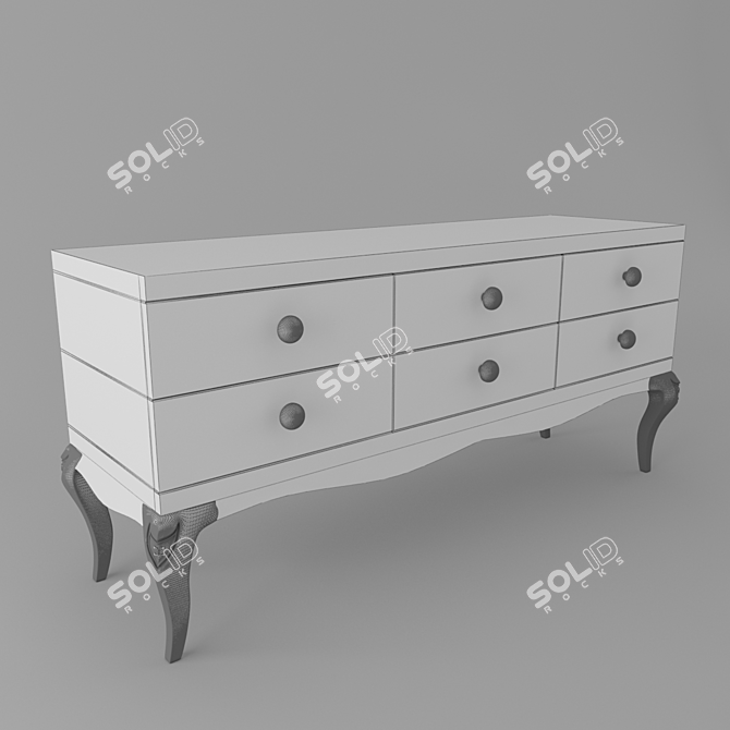 Modern Wooden Chest of Drawers 3D model image 2