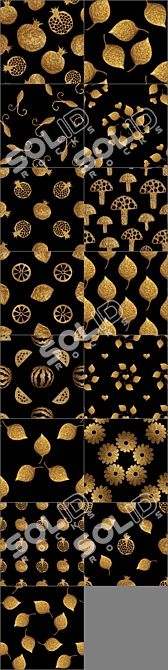 Golden Autumn Pillow Set: 15 HQ Textures 3D model image 2