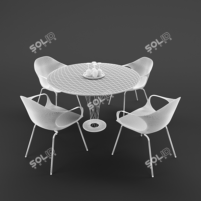 Modern Vitra Table & Chair Set 3D model image 2