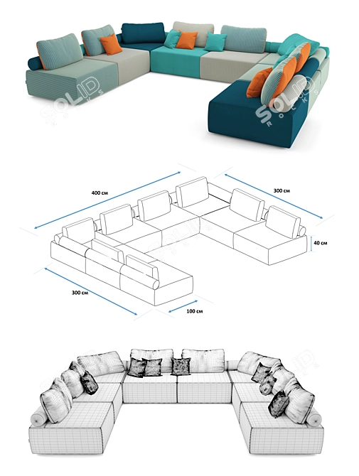 Modular Atlantic Sofa 3D model image 2