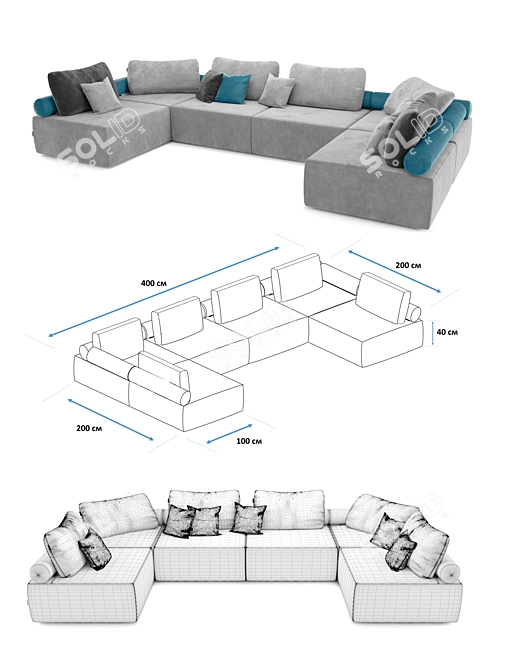 Modular Sofa System: OM Playmodul Nord 3D model image 2