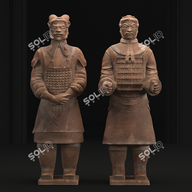 Title: Terracotta Army Soldiers Sculpture

Description (translated): Sculptures of officers and generals from the Terracotta Army. Replicas 3D model image 1