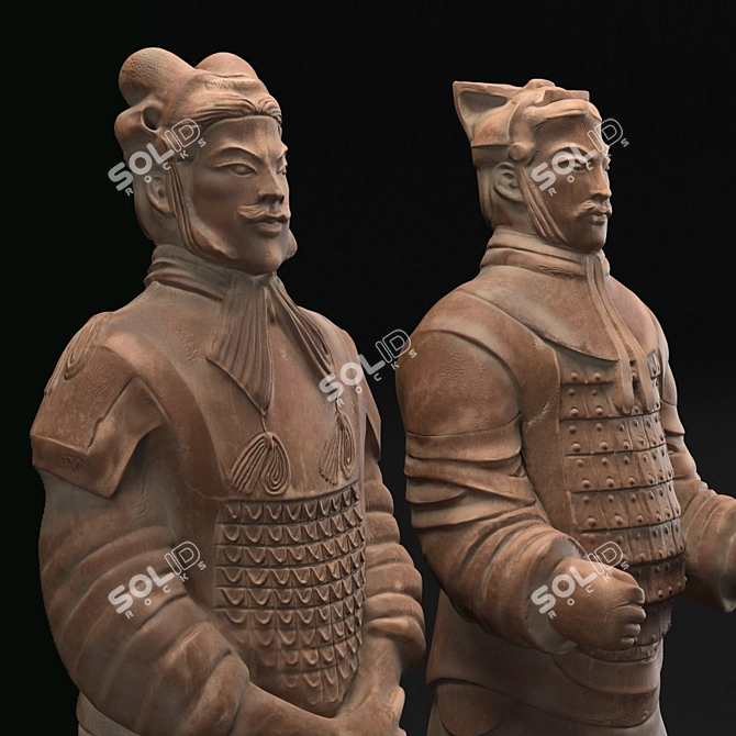 Title: Terracotta Army Soldiers Sculpture

Description (translated): Sculptures of officers and generals from the Terracotta Army. Replicas 3D model image 2