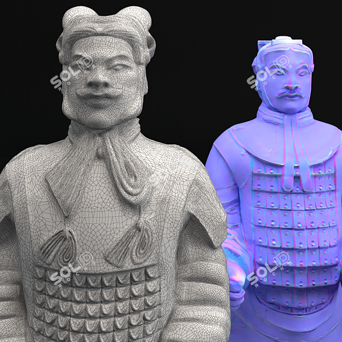 Title: Terracotta Army Soldiers Sculpture

Description (translated): Sculptures of officers and generals from the Terracotta Army. Replicas 3D model image 3