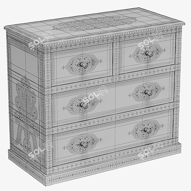 Exquisite Noor Bone Inlay Chest 3D model image 3