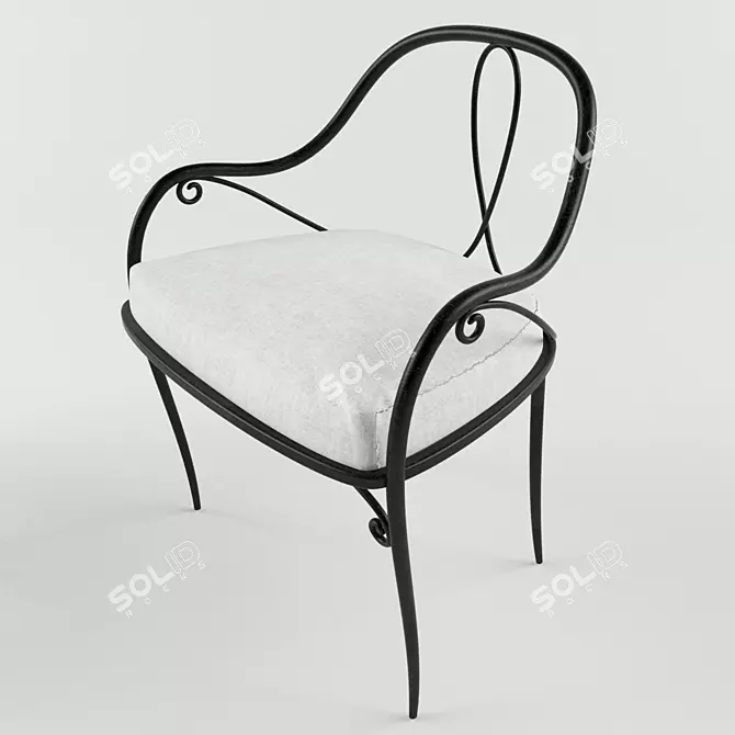 Classic Forged Armrest Chair 3D model image 1