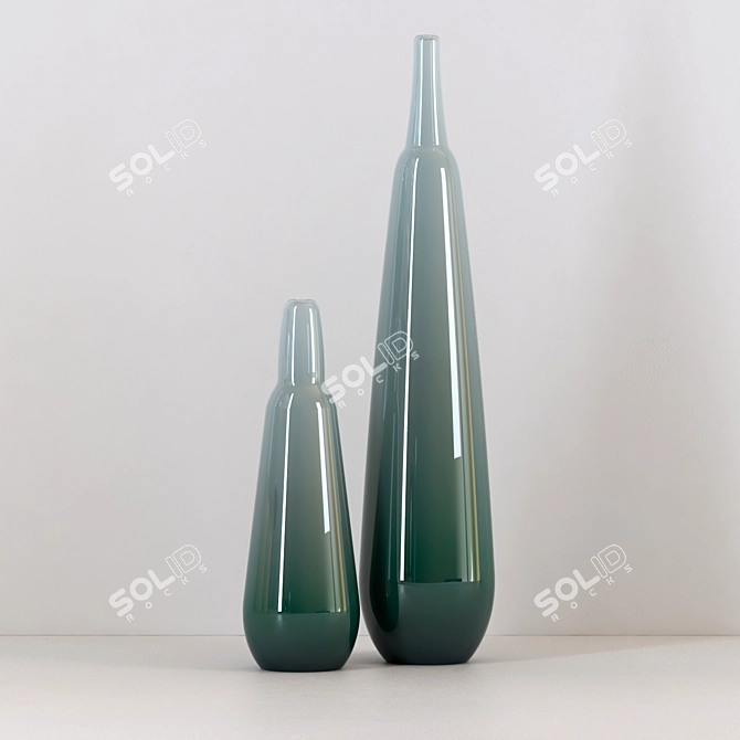 Title: Sleek Gradient Glass Vases 3D model image 1