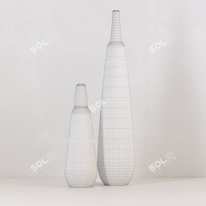 Title: Sleek Gradient Glass Vases 3D model image 2