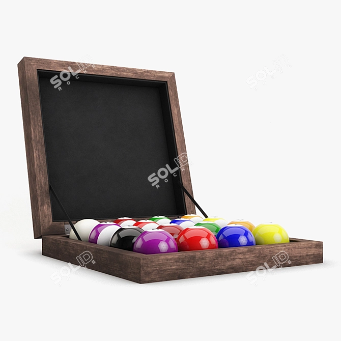 Wooden Box Pool Ball Set 3D model image 1