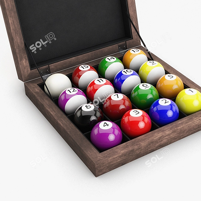 Wooden Box Pool Ball Set 3D model image 2