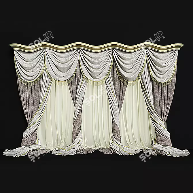 Modern Stylish Curtains 3D model image 1