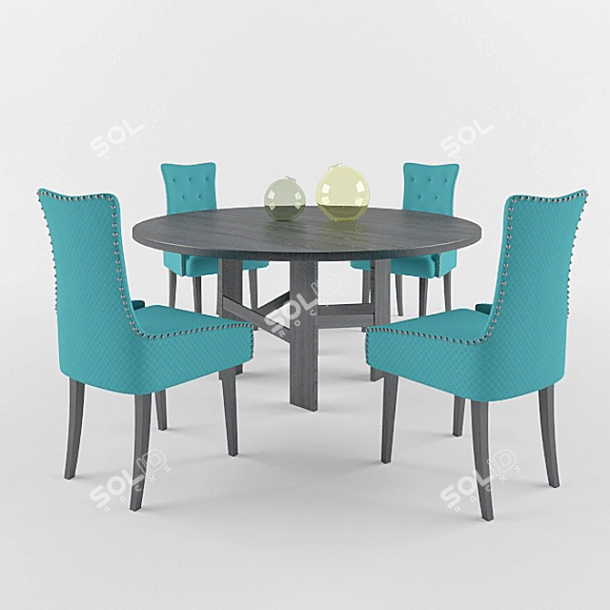Stylish Turquoise Chair 3D model image 1