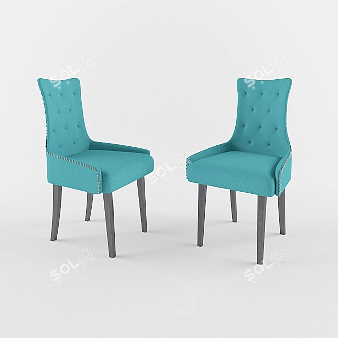 Stylish Turquoise Chair 3D model image 3