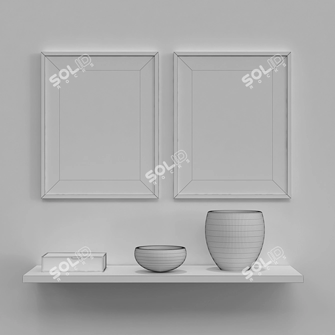 Decorative Shelf Set with Poster Frames 3D model image 2