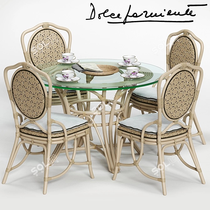 Luxury Comfort: Dolcefarniente DAISY Chair and IRENE Table 3D model image 1