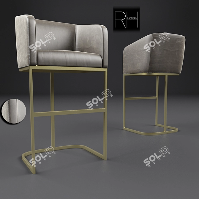 Emery Leather Barstool: Sleek & Stylish 3D model image 1