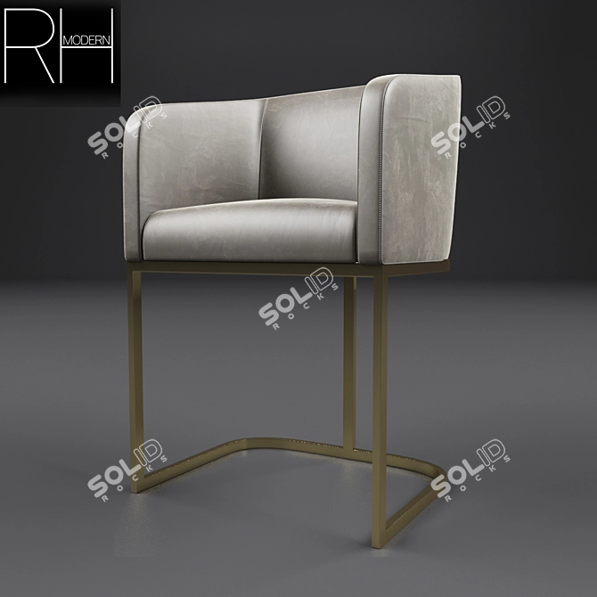 Sleek Steel Frame Leather Armchair 3D model image 1