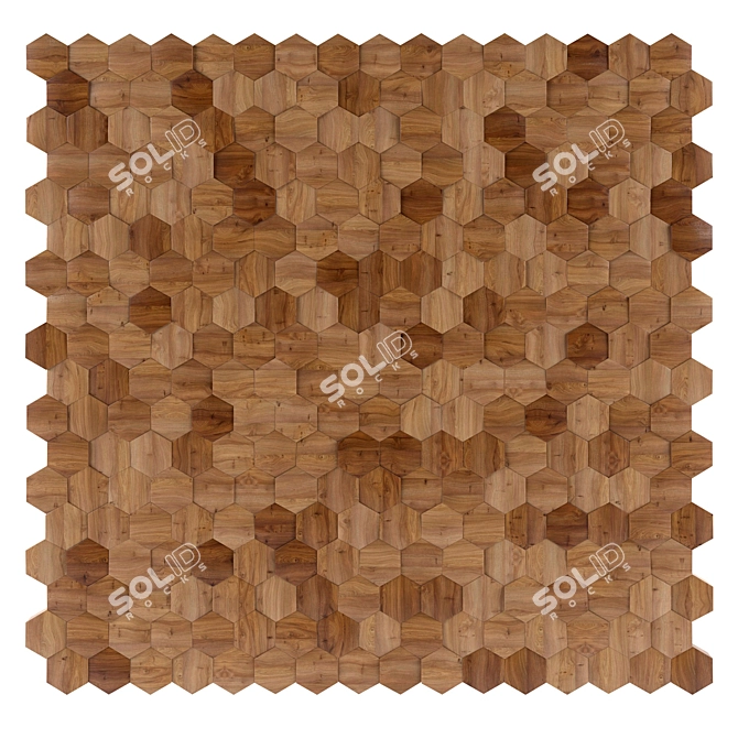 Elegant Wood Honeycomb Panel 3D model image 1