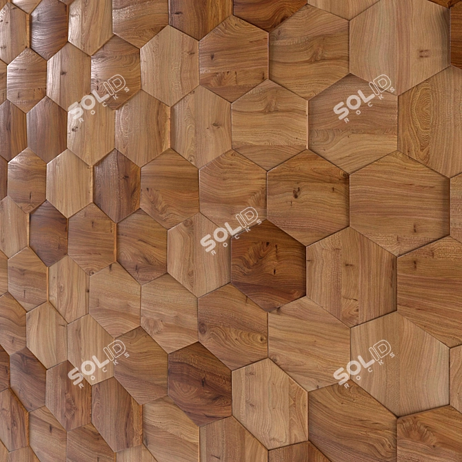 Elegant Wood Honeycomb Panel 3D model image 2