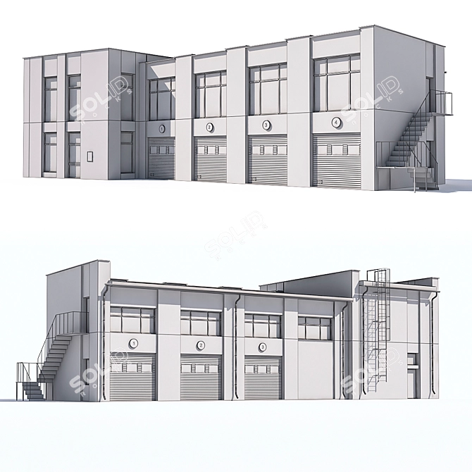 6-Post Car Inspection Station with Administrative Space 3D model image 3