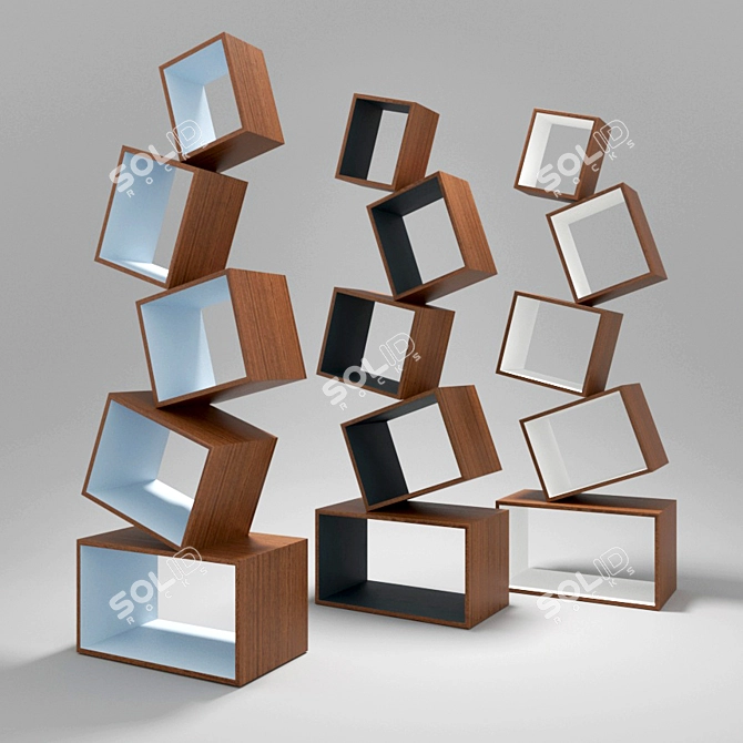 Elegant Equilibrium Bookcase Finds Perfect Balance 3D model image 1