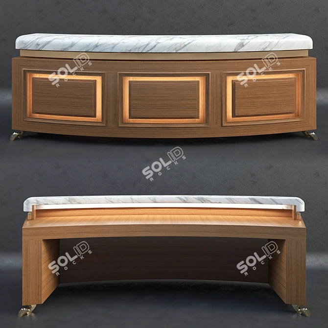 Elegant Reception Desk with Marble Countertop 3D model image 1