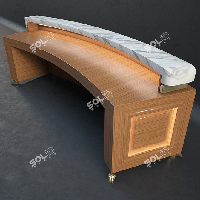 Elegant Reception Desk with Marble Countertop 3D model image 3